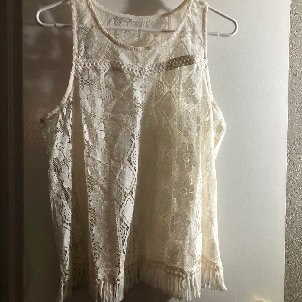 Cream lace top size L
